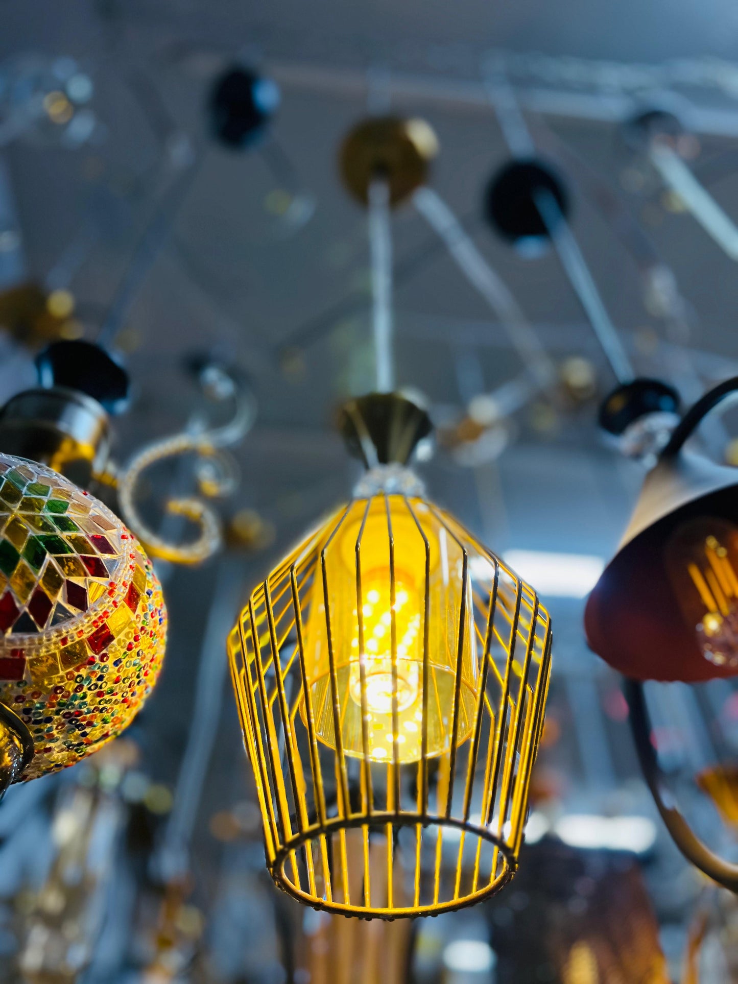 Golden Cage Pendant Light