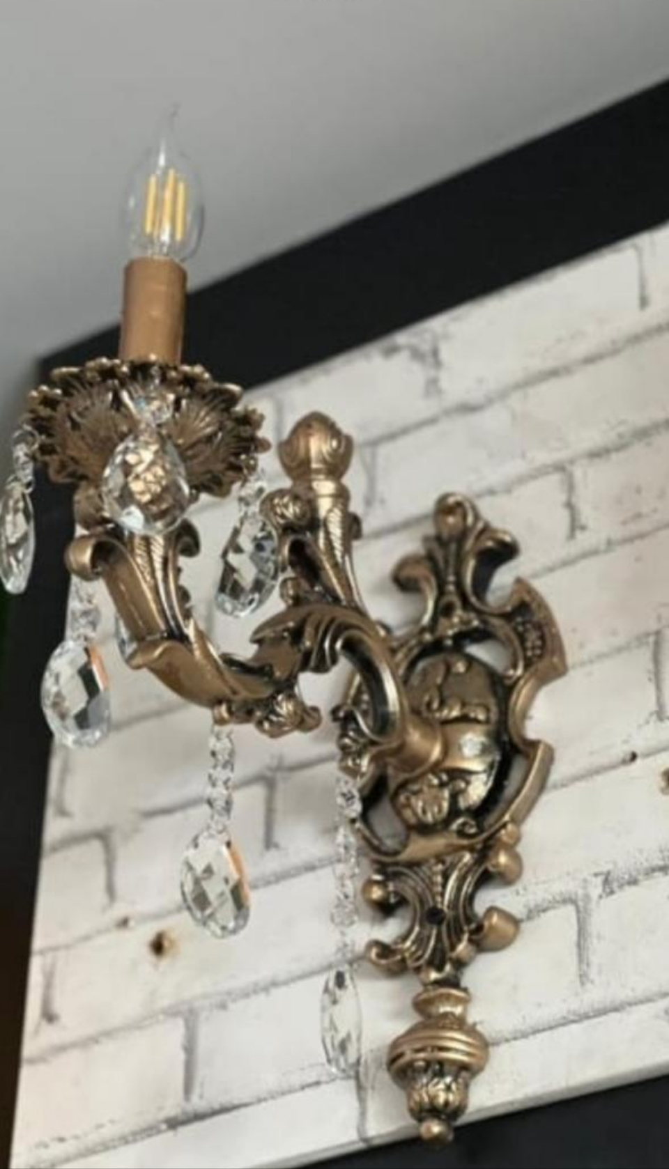 Diecast And Crystal Wall Sconce