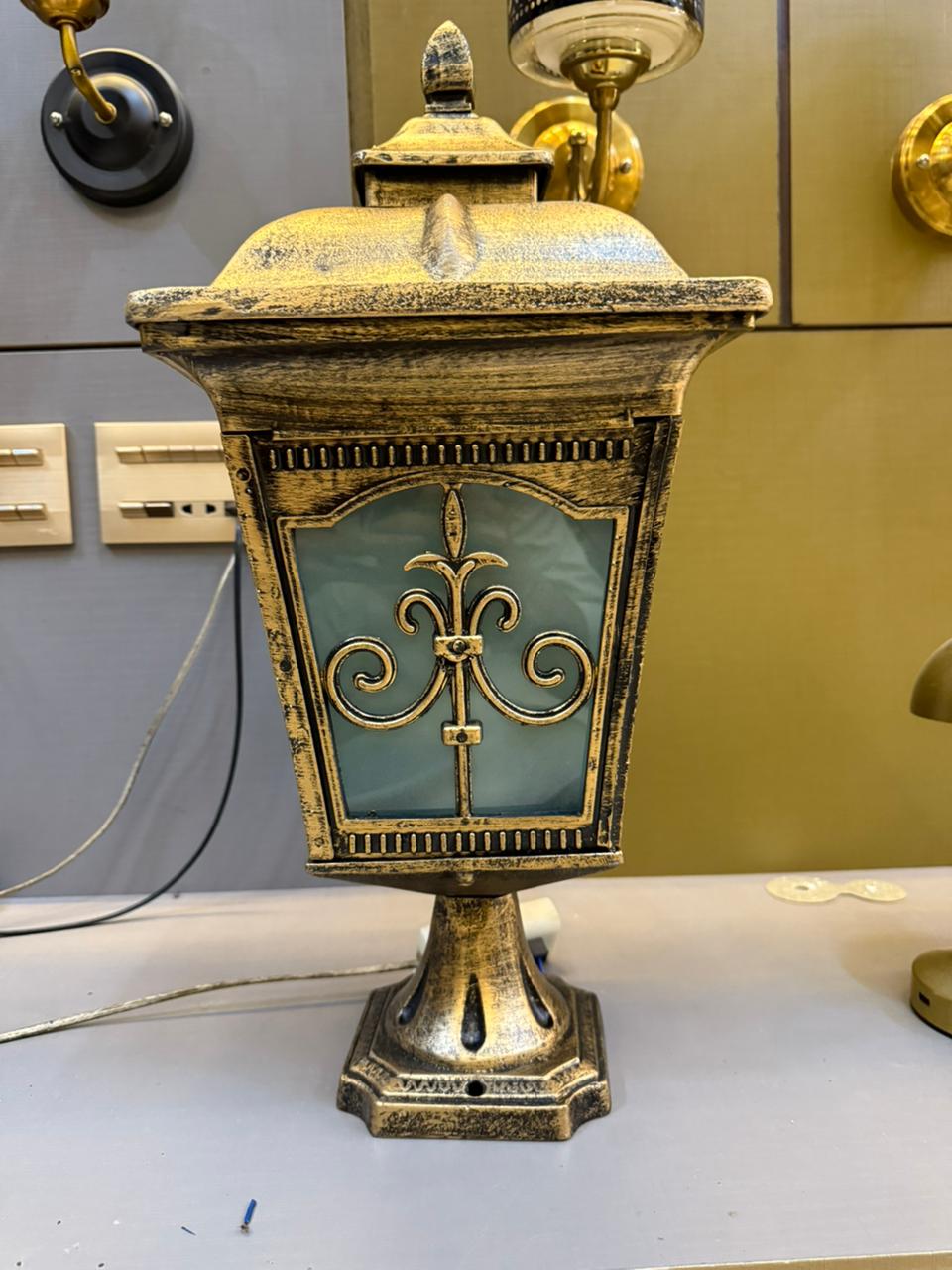 Diecast And Fiber Pillar Lamp(Pair)