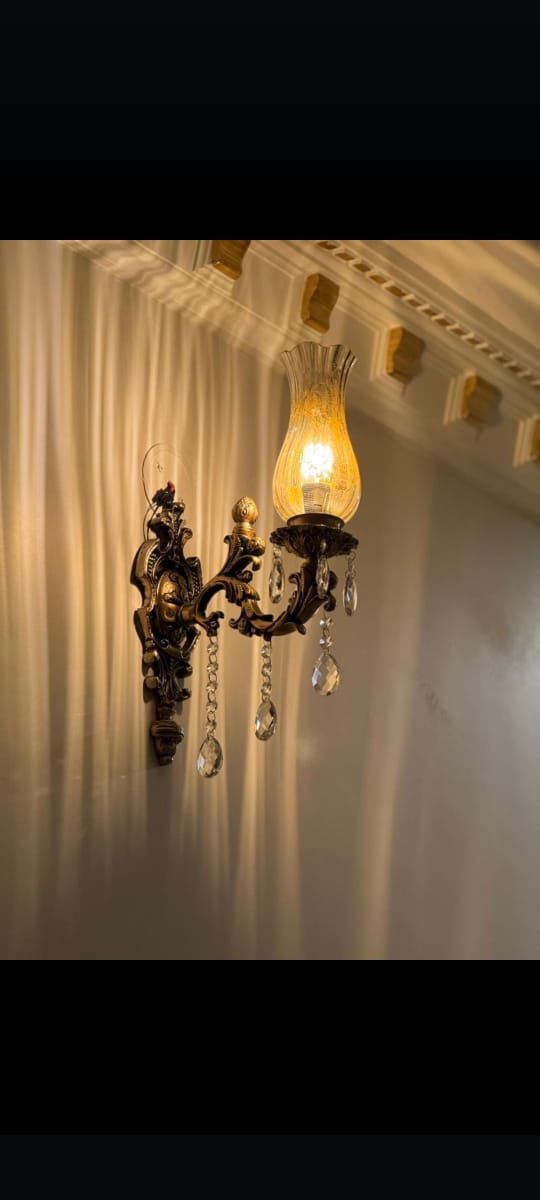 Diecast And Crystal Wall Sconce