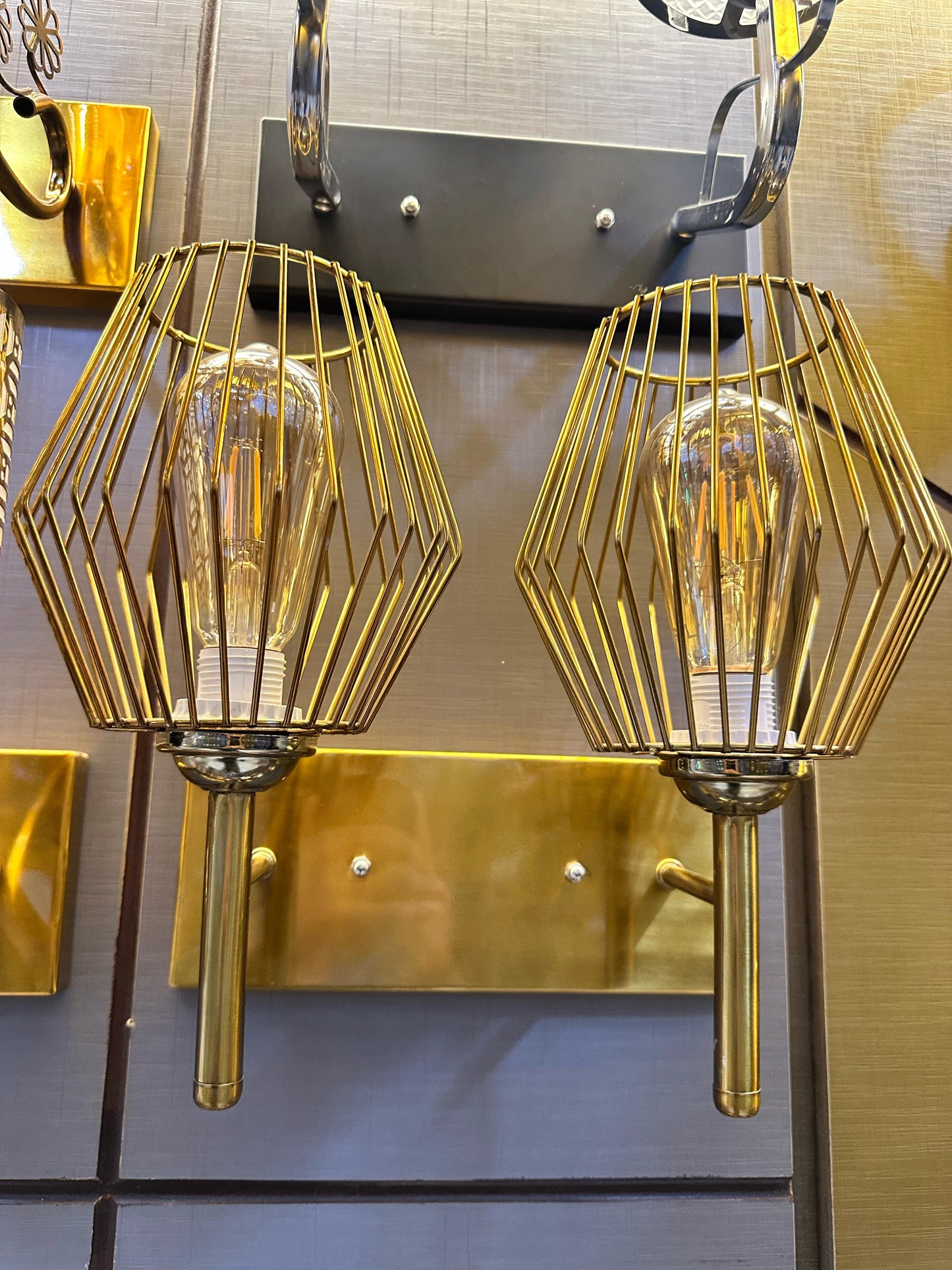 Golden Cage Wall Light (Available in Single & Twin Variants)
