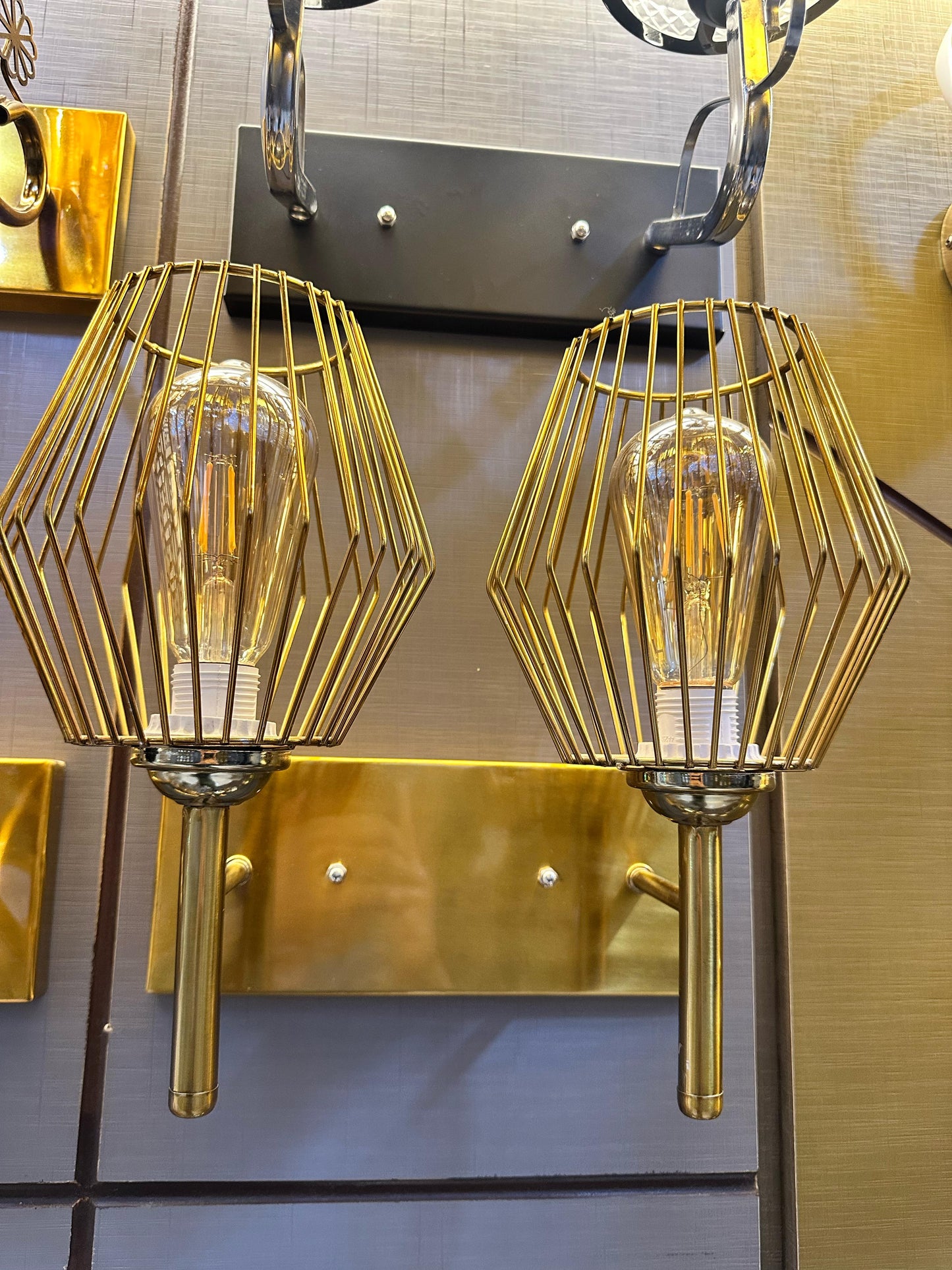 Golden Cage Wall Light (Available in Single & Twin Variants)