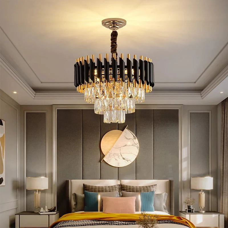 Black Golden K9 Crystals Chandelier