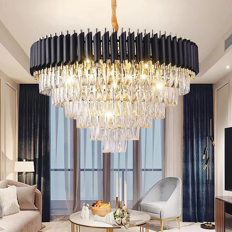 Black Golden K9 Crystals Chandelier