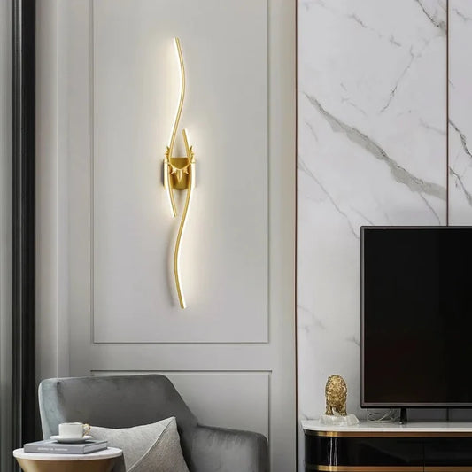 Long Markhor Golden LED Wall Lamp