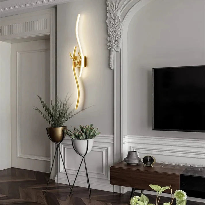 Long Markhor Golden LED Wall Lamp