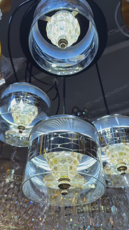 7-Color Glass Pendant Light with Built-in LED