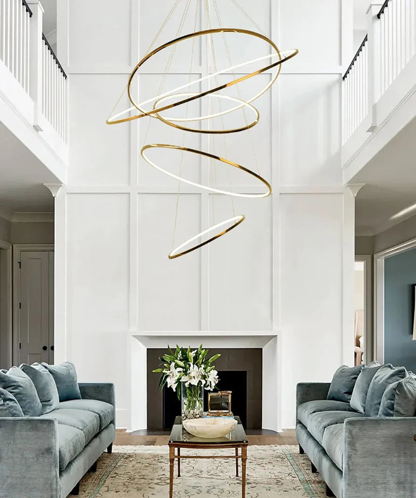 Led 5 Rings Golden Modern Chandelier