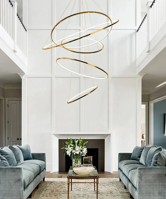 Led 5 Rings Golden Modern Chandelier