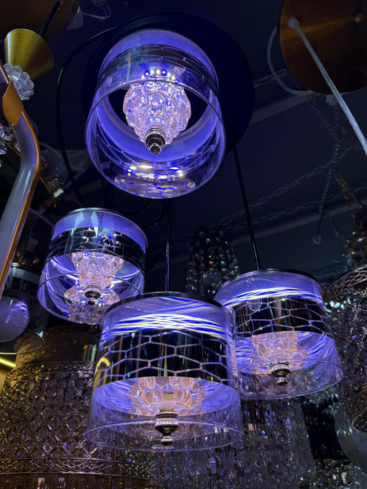 7-Color Glass Pendant Light with Built-in LED
