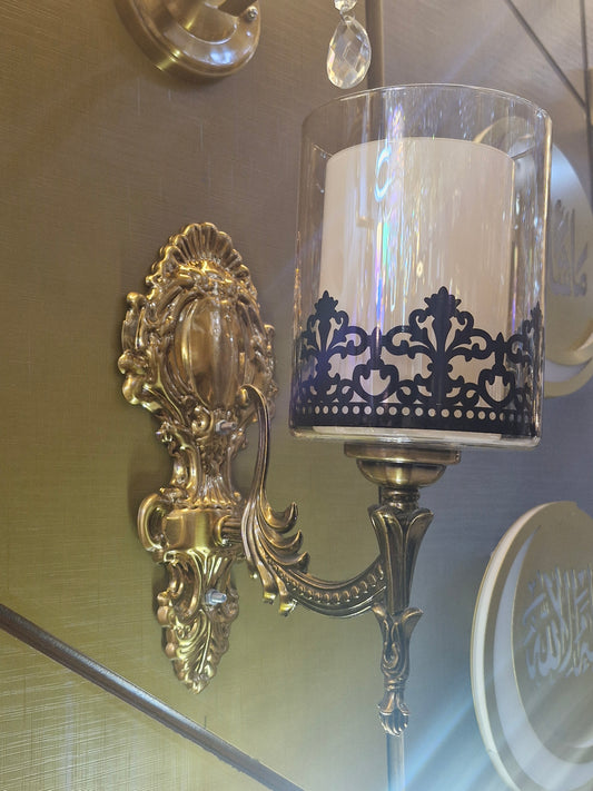 Antique Casting & Glass Wall Sconce