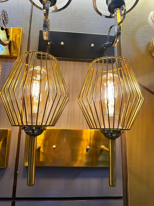 Golden Cage Wall Light (Available in Single & Twin Variants)