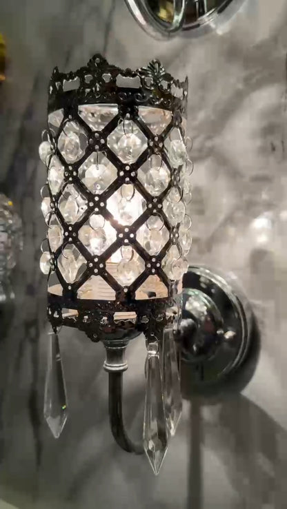 Metal And Crystal Wall Light